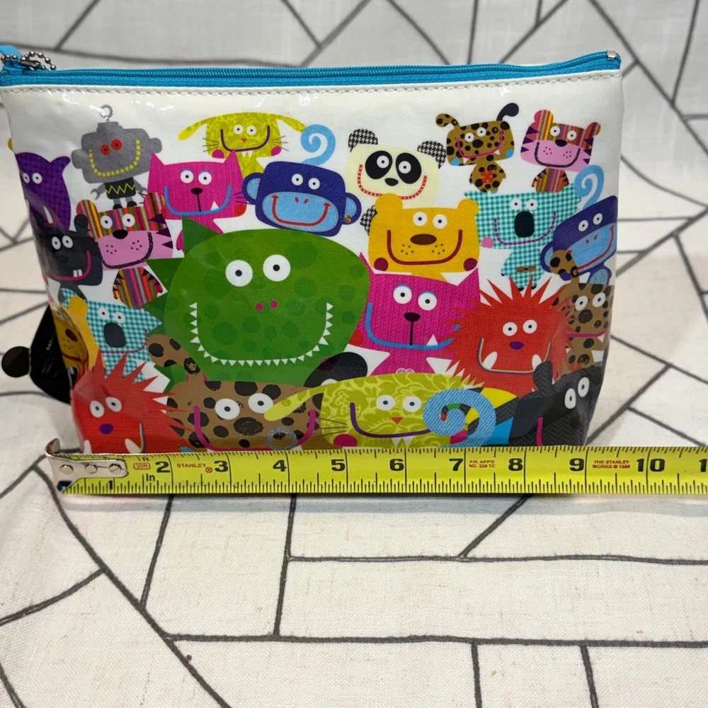 Paperchase Pet Chopz Toiletry Bag Large Multicolor Animal Monster Print NWT